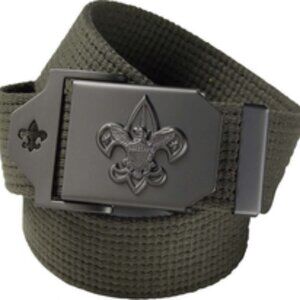Boy Scouts of America Olive Green Web Knit Gun Metal Belt with Buckle